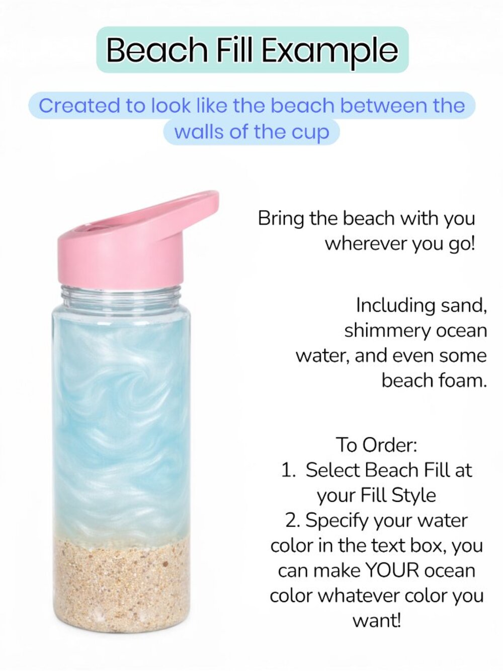 Custom 20oz Acrylic Tumbler w/ Handle | Glitter Filled Cup | Snow Globe Cup - Picture 7 of 11